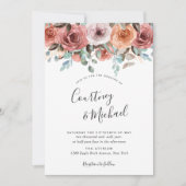 Ethereal Blush Peach, Romantische Blumenhochzeit Einladung (Vorderseite)