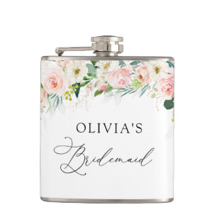 Ethereal Blush Pink Rosen Brautparty-Flasche Flachmann
