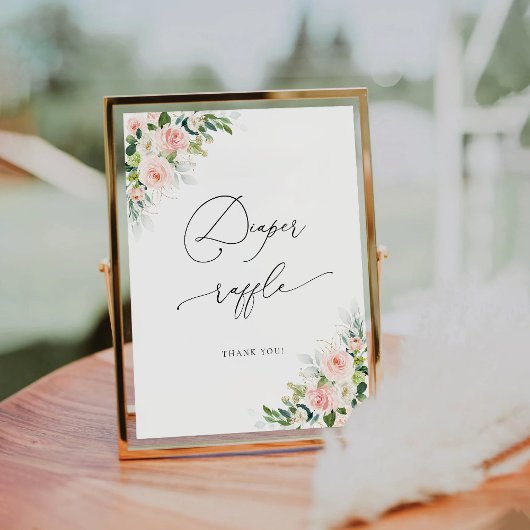 Ethereal Blush Pink Roses Diaper Raffle-Zeichen Sockelschild