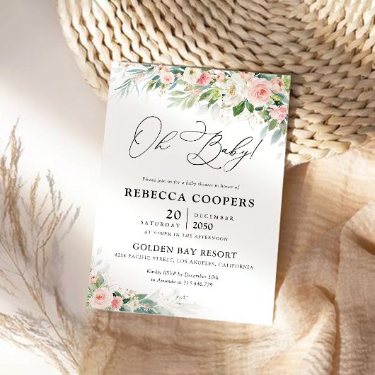 Ethereal Blush Pink Roses Kinderdusche Einladung