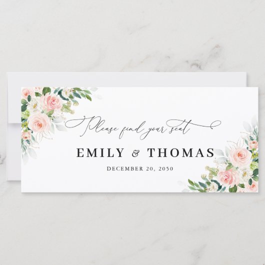 Ethereal Blush Pink Roses Wedding Head Table Sign (Vorderseite)