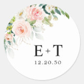 Ethereal Blush Pink Roses Wedding Runder Aufkleber (Vorderseite)