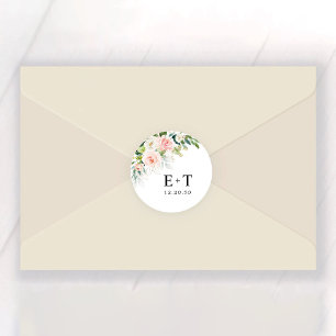 Ethereal Blush Pink Roses Wedding Runder Aufkleber