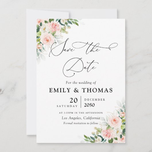 Ethereal Blush Save the Date Card (Vorderseite)