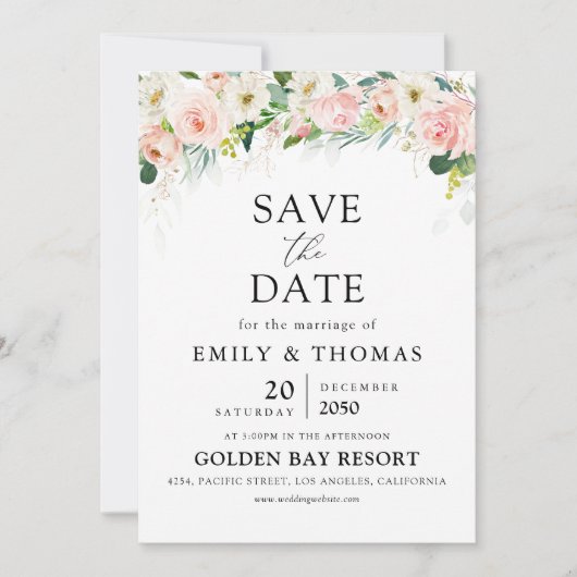 Ethereal Blush Save the Date Card (Vorderseite)