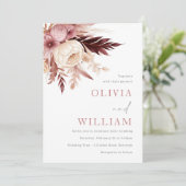 Ethereal Blush und Burgund Bohemische Hochzeit Einladung (Stehend Vorderseite)