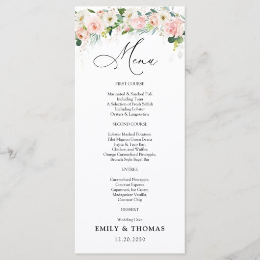 Ethereal Blush Wedding Menu Menükarte (Vorderseite)