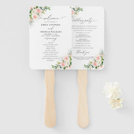 Ethereal Blush Wedding Program Hand Fan Fächer