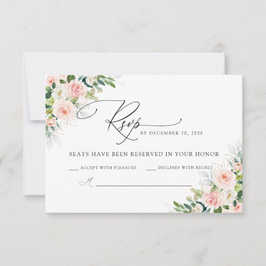 Ethereal Blush Wedding RSVP Card Karte (Vorderseite)