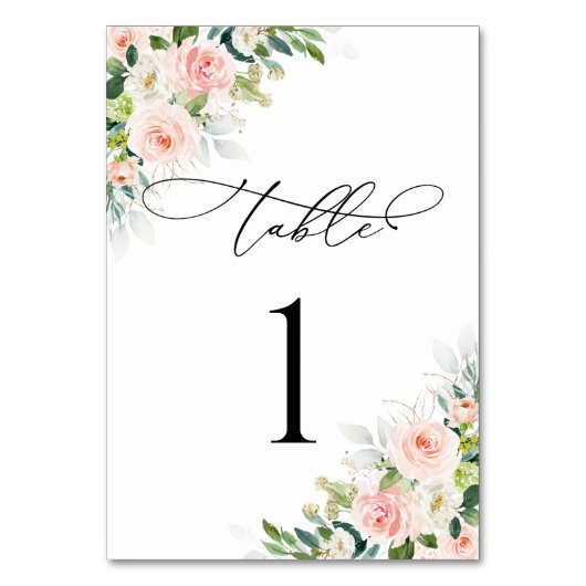Ethereal Blush Wedding Tischnummern (Vorderseite)