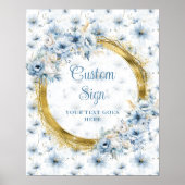 Ethereal Bohemisch Pastel Blue Gold Wedding Sign Poster (Vorne)