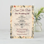 Ethereal Boho Feather Wildflower Wedding Motif Save The Date (Stehend Vorderseite)