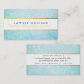 ETHEREAL BOKEH Muster elegante goldstreifen blau Visitenkarte (Vorne/Hinten)