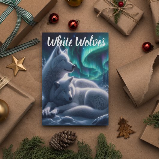 Ethereal Bond weiße Wölfe ruhen Postkarte