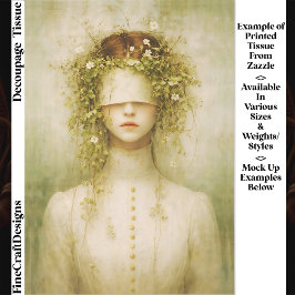 Ethereal Botanical Blindfold Woman FH5 Decoupage Seidenpapier