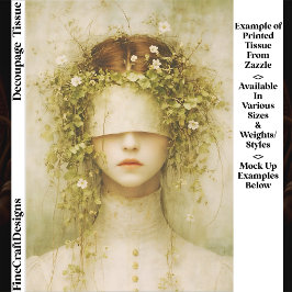 Ethereal Botanical Blindfold Woman FH6 Decoupage Seidenpapier