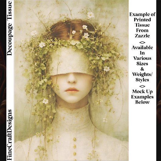 Ethereal Botanical Blindfold Woman FH6 Decoupage Seidenpapier