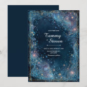 Ethereal Bubbling Gold Celestial Wedding Einladung (Vorne/Hinten)