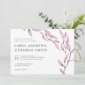 Ethereal Burgundy | Chic Botanical Blätter Hochzei Einladung (Stehend Vorderseite)