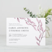 Ethereal Burgundy | Chic Botanical Blätter Hochzei Einladung (Stehend Vorderseite)