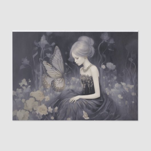 Ethereal Butterfly Monochrome Fantasy Decoupage Seidenpapier (Vorderseite)