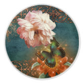 Ethereal Butterly Bokeh und Peony Aquamarin und Pe Keramikknauf (Vorderseite)