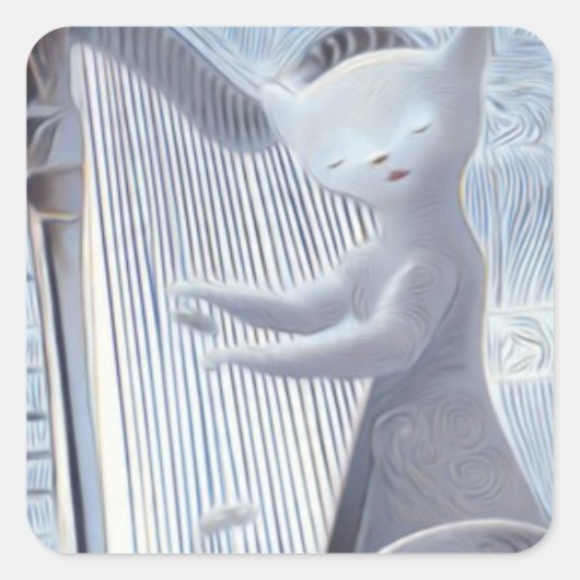 Ethereal Cat Harp – Sticker (Vorderseite)