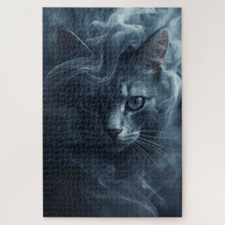 Ethereal Cat in Smoke & Mist – Mystical Puzzle