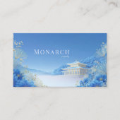Ethereal Chinoiserie Blue Floral Pagoda Landscape Visitenkarte (Vorderseite)