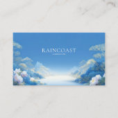 Ethereal Chinoiserie Blue Landscape White Floral Visitenkarte (Vorderseite)