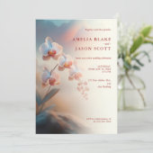 Ethereal Colors White Orchid Wedding Einladung (Stehend Vorderseite)