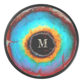 Ethereal Cosmic Eye Monogram Lebendige Abstrakte K Eishockey Puck