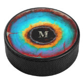 Ethereal Cosmic Eye Monogram Lebendige Abstrakte K Eishockey Puck (3/4)