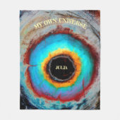 Ethereal Cosmic Eye Monogram Lebendige Abstrakte K Fleecedecke (Vorderseite)