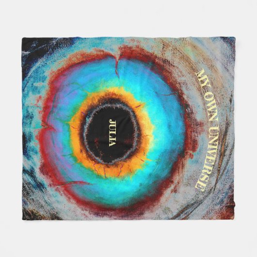 Ethereal Cosmic Eye Monogram Lebendige Abstrakte K Fleecedecke (Vorderseite (Horizontal))