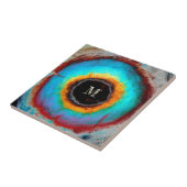 Ethereal Cosmic Eye Monogram Lebendige Abstrakte K Fliese (Seite)