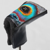 Ethereal Cosmic Eye Monogram Lebendige Abstrakte K Golf Headcover (3/4 Vorderseite)