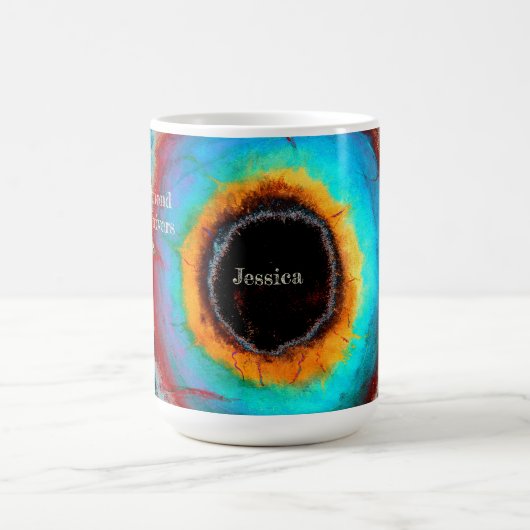 Ethereal Cosmic Eye Monogram Lebendige Abstrakte K Kaffeetasse (Mittel)