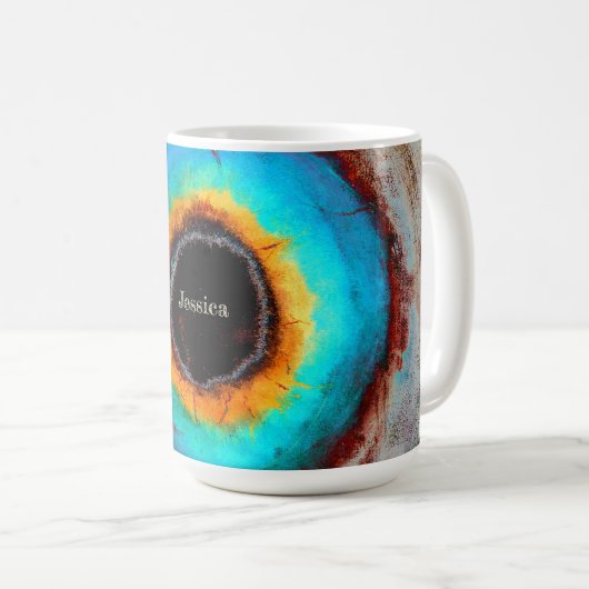 Ethereal Cosmic Eye Monogram Lebendige Abstrakte K Kaffeetasse (VorderseiteRechts)