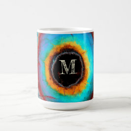 Ethereal Cosmic Eye Monogram Lebendige Abstrakte K Kaffeetasse