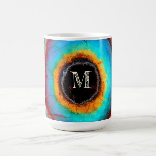 Ethereal Cosmic Eye Monogram Lebendige Abstrakte K Kaffeetasse (Mittel)