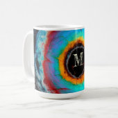 Ethereal Cosmic Eye Monogram Lebendige Abstrakte K Kaffeetasse (Vorderseite Links)