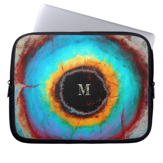 Ethereal Cosmic Eye Monogram Lebendige Abstrakte K Laptopschutzhülle (Vorderseite)