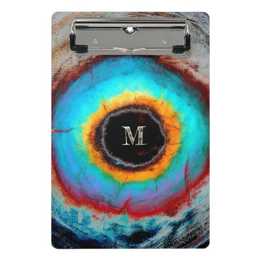 Ethereal Cosmic Eye Monogram Lebendige Abstrakte K Mini Klemmbrett (Vorderseite)
