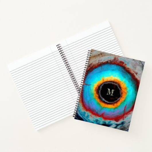 Ethereal Cosmic Eye Monogram Lebendige Abstrakte K Notizblock (Innenseite)