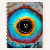 Ethereal Cosmic Eye Monogram Lebendige Abstrakte K Notizblock (Vorderseite)