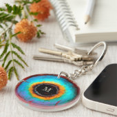 Ethereal Cosmic Eye Monogram Lebendige Abstrakte K Schlüsselanhänger (Vorderseite rechts)