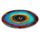 Ethereal Cosmic Eye Monogram Lebendige Abstrakte K Schneidebrett (Ecke)