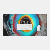 Ethereal Cosmic Eye Monogram Lebendige Abstrakte K Schreibtischunterlage (Tastatur & Maus)