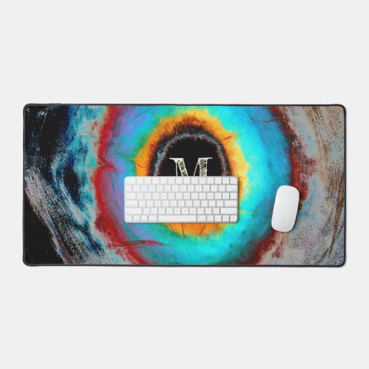 Ethereal Cosmic Eye Monogram Lebendige Abstrakte K Schreibtischunterlage (Tastatur & Maus)